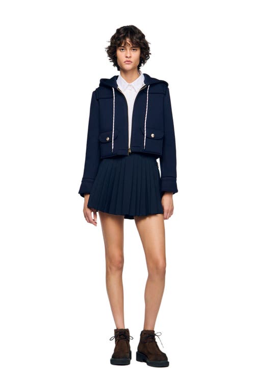 Sandro Technical Hooded Jacket In Blue