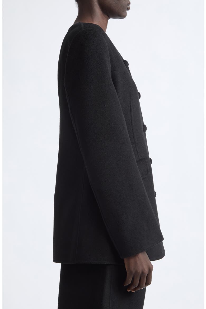 Wool & Cashmere Tailored V Neck Blazer, Alternate, color, BLACK