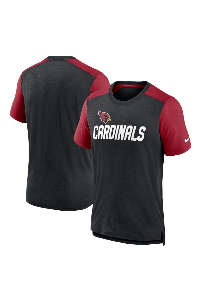 Men's Nike Heathered Black/Heathered Cardinal Arizona Cardinals Color Block Team Name T-Shirt, Main, color, Heather Black