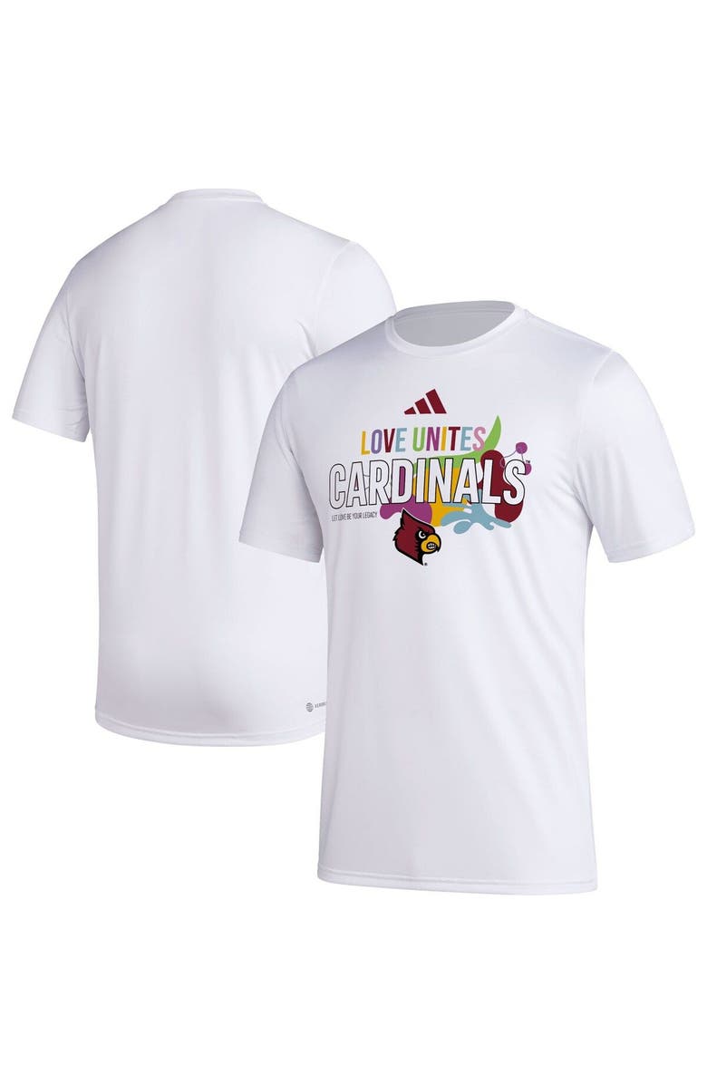 adidas Men's adidas x Rich Mnisi Pride Collection White Louisville Cardinals Pregame AEROREADY T-Shirt, Main, color, White