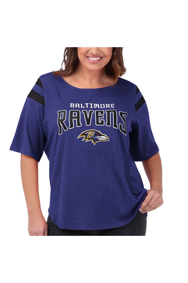 Women's G-III 4Her by Carl Banks Purple Baltimore Ravens Plus Size Linebacker T-Shirt, Main, color, Purple