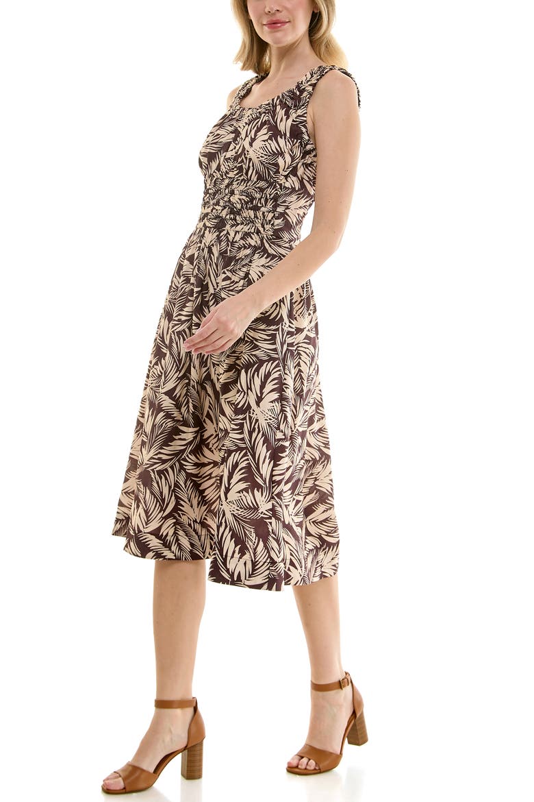 Painted Palms Smocked Tank Dress, Alternate, color, PAINTED PALMS COFFEE BEAN