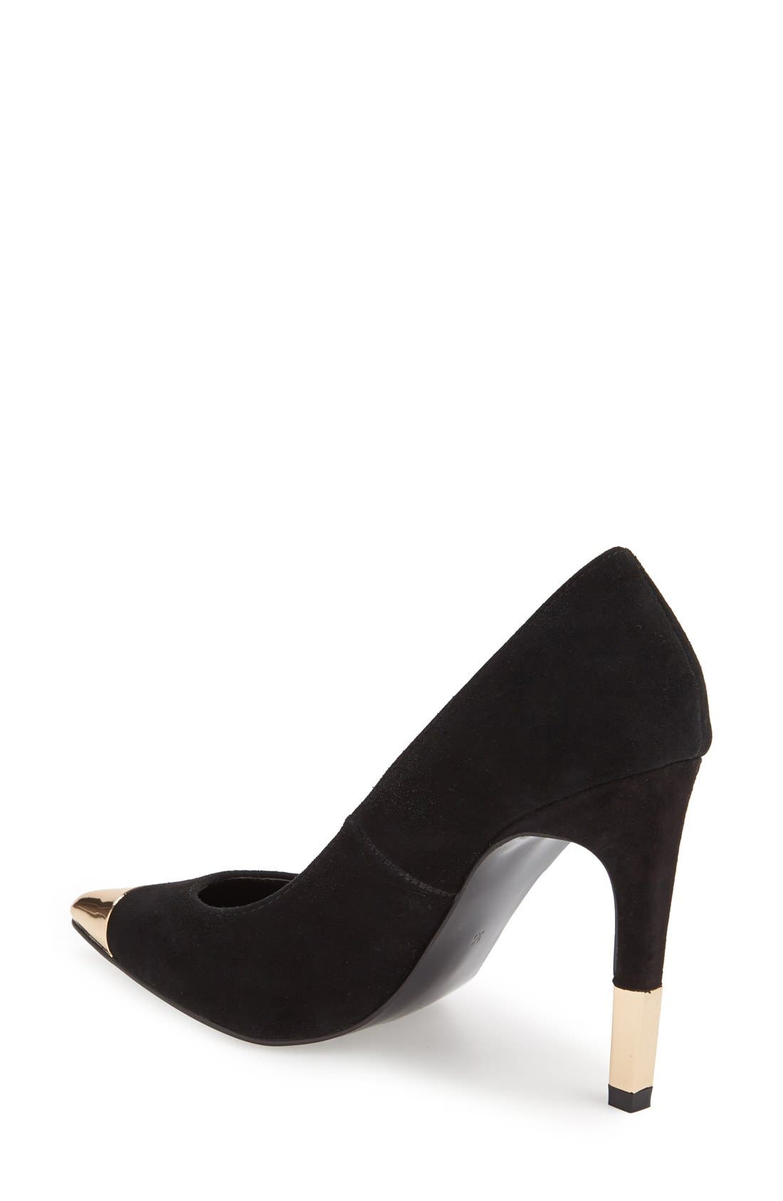 'Golly' Suede Pointy Toe Court Pump, Alternate, color, BLACK
