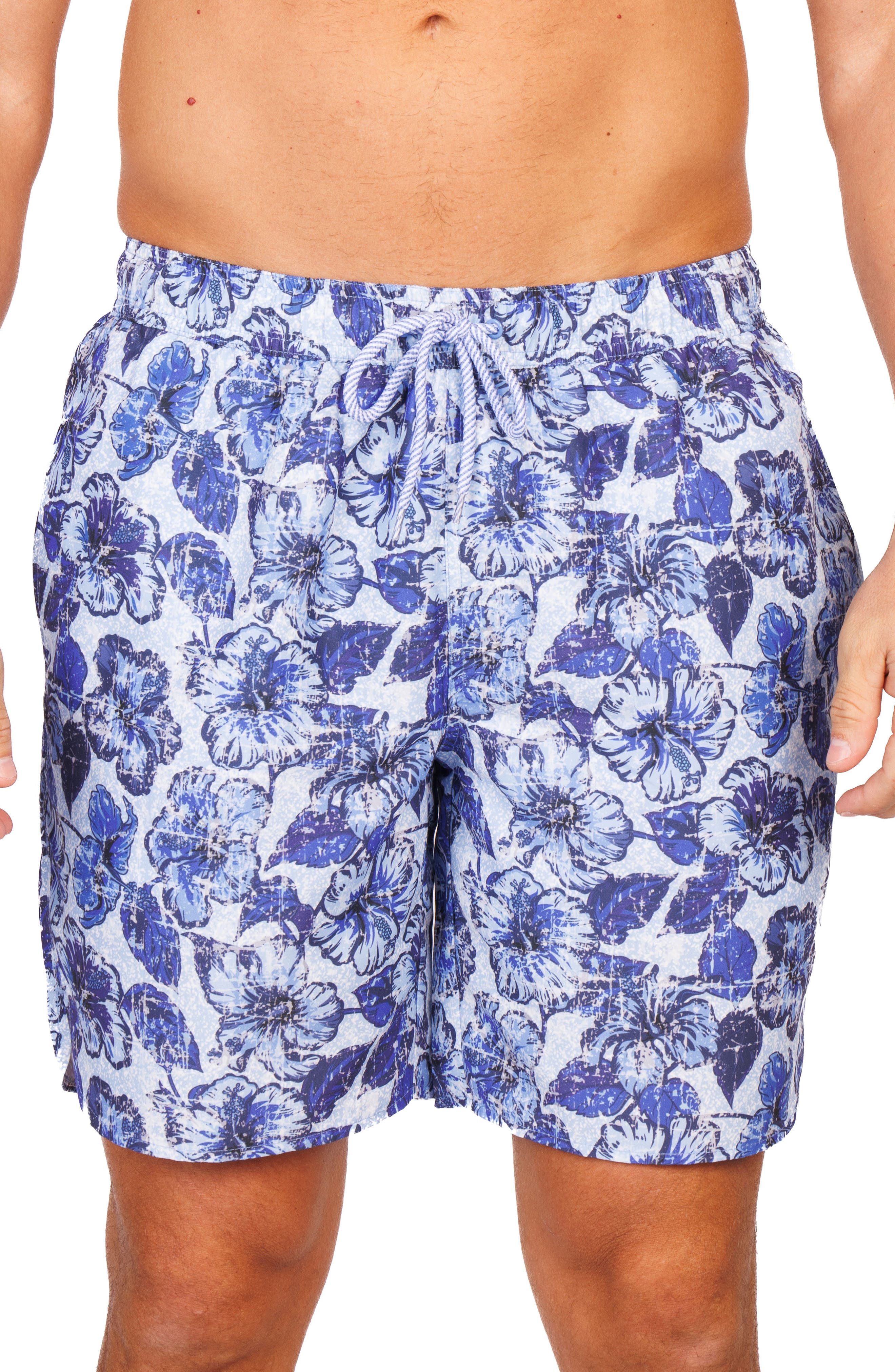 TailorByrd Distressed Hibiscus Swim Trunks