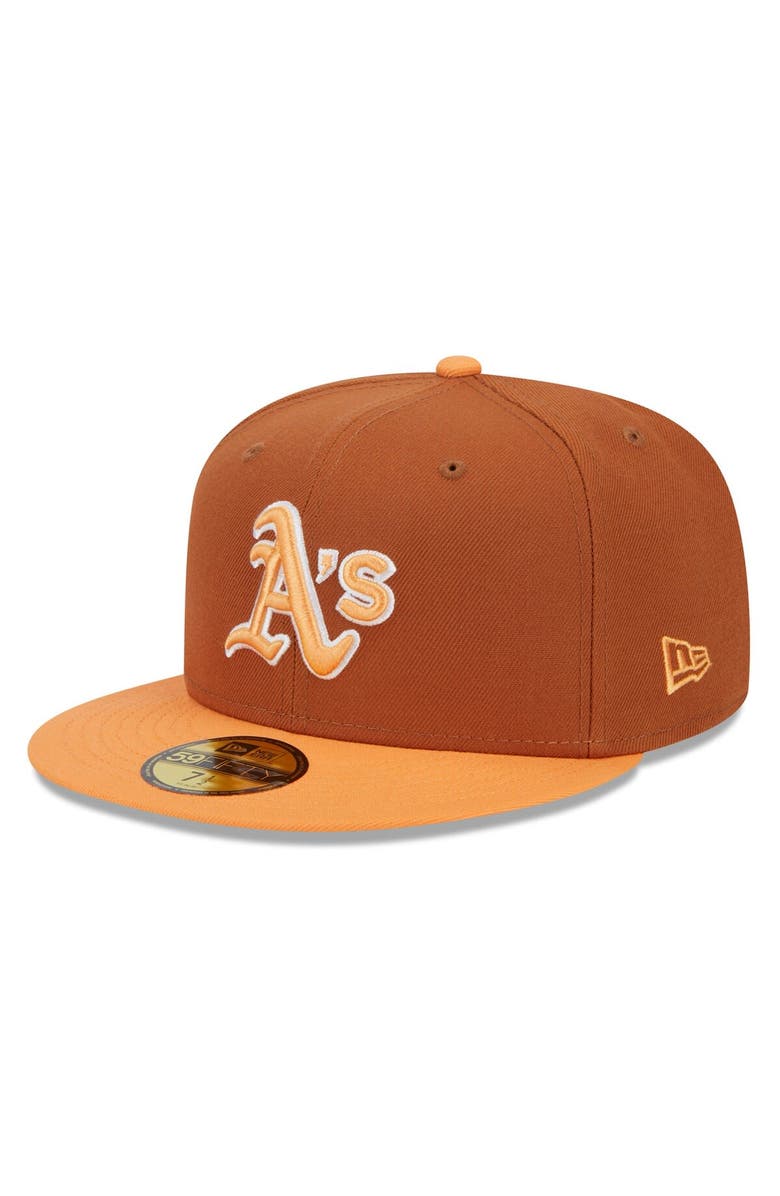 New Era Men's New Era Brown/Orange Oakland Athletics Spring Color Basic Two-Tone 59FIFTY Fitted Hat, Main, color, 