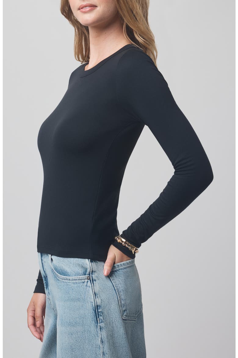 x @cellajaneblog Long Sleeve Layering T-Shirt, Alternate, color, BLACK