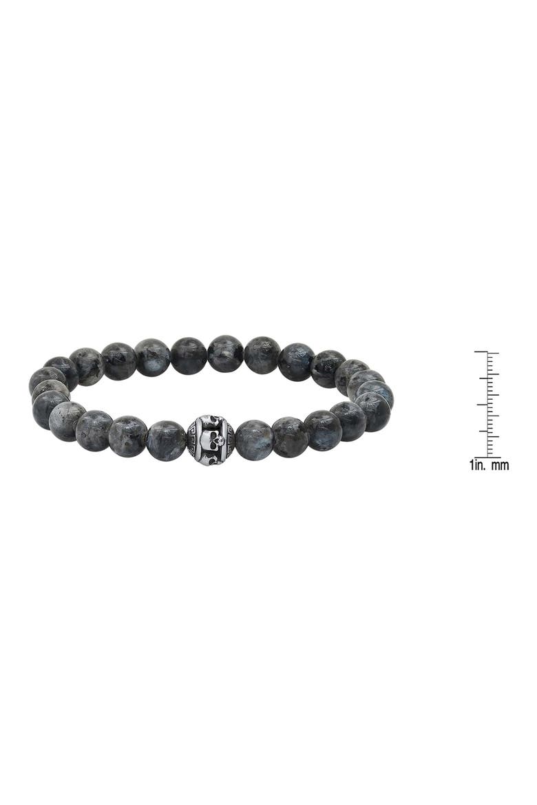Men's Agate Skull Bead Bracelet, Alternate, color, GRAY