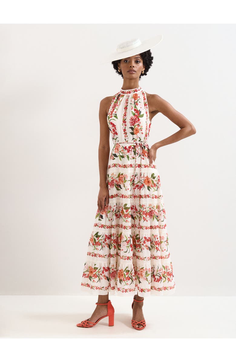 Phase Eight Nita Halter Neck Floral Dress, Main, color, Cream