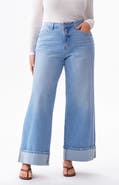 Bayeas High Waist Cuff Wide Leg Jeans