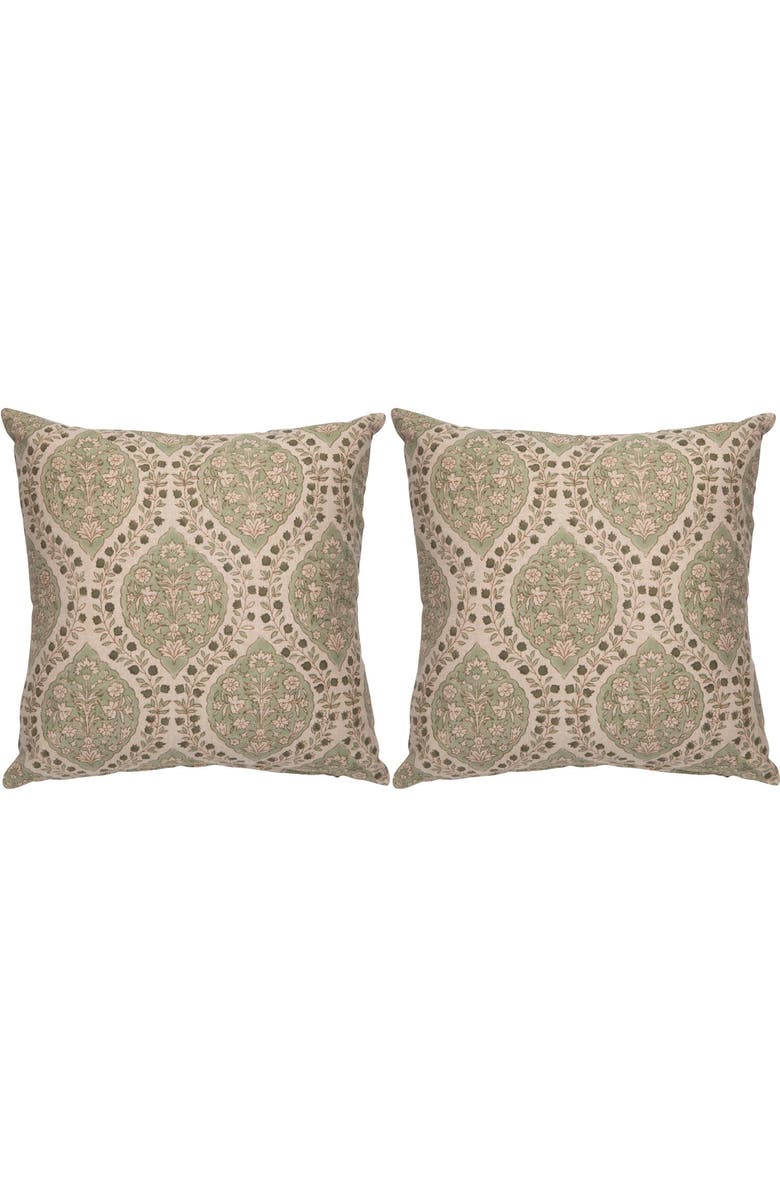 Danica Brands Block Print Ogee Pillow - Set of 2, Main, color, Green