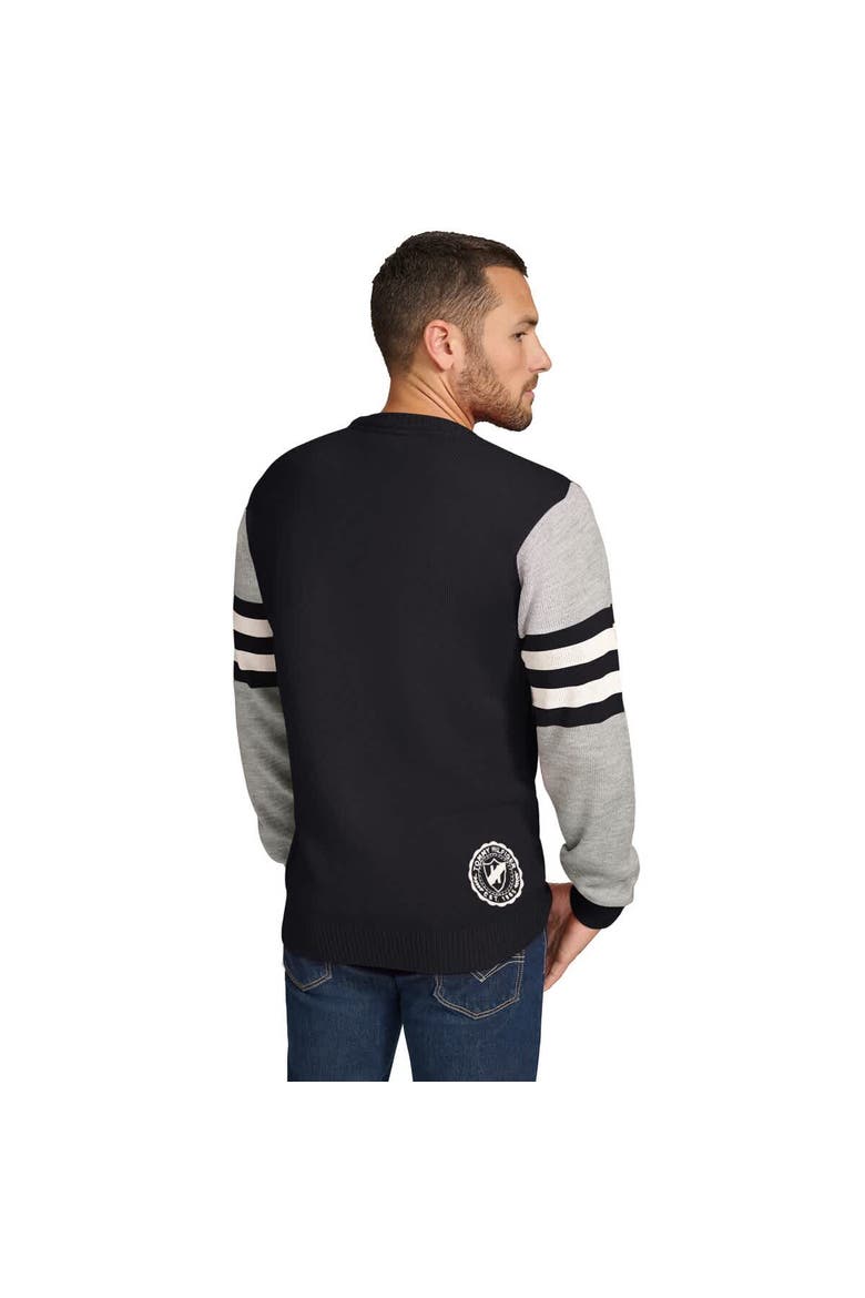 Men's Tommy Hilfiger Black/Heather Gray Las Vegas Raiders Acrylic Crewneck Pullover Sweatshirt, Alternate, color, Black