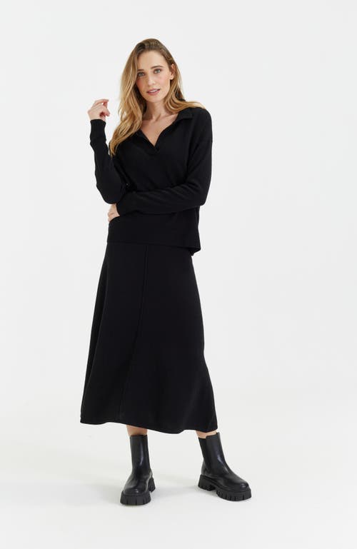 Chinti & Parker Wool Cashmere Blend V Neck Collared Sweater In Black
