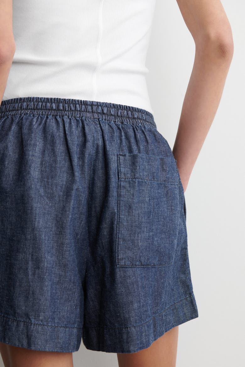 Drawstring Denim Shorts, Alternate, color, BLUE