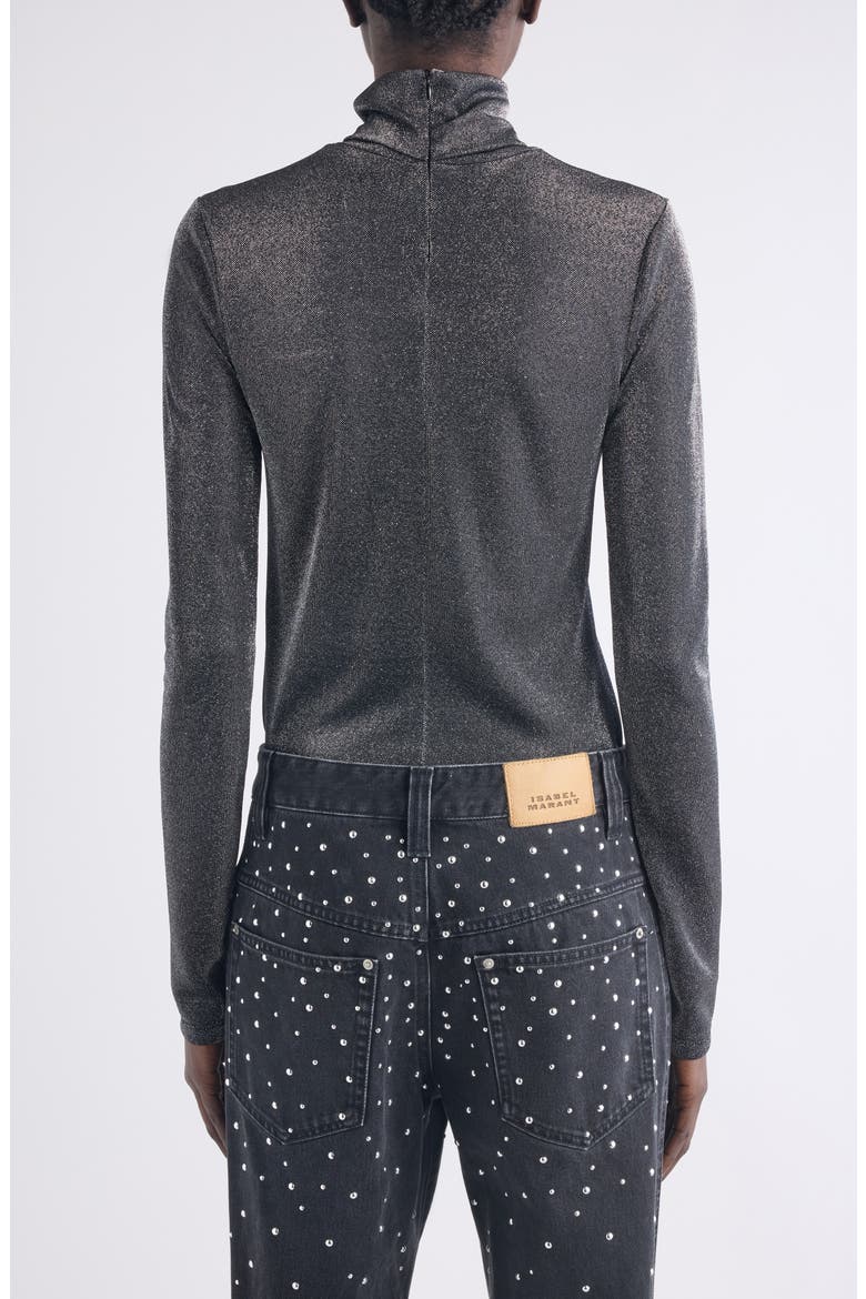 Jadia Metallic Turtleneck Top, Alternate, color, GUN METAL