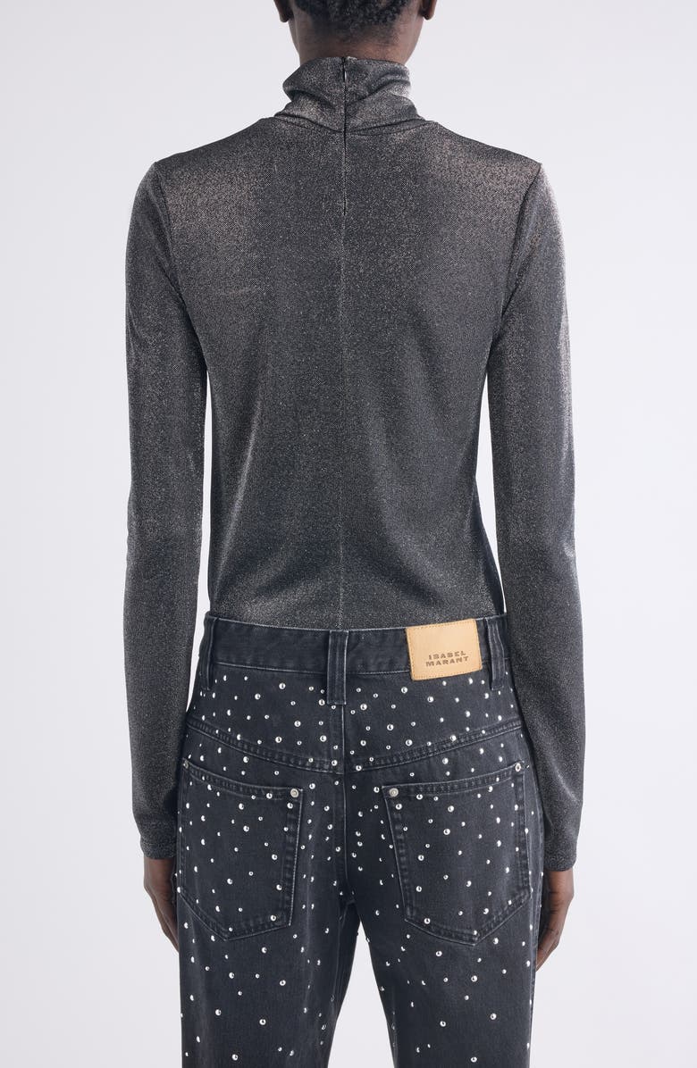 Isabel Marant Étoile Jadia Metallic Turtleneck Top, Alternate, color, Gun Metal
