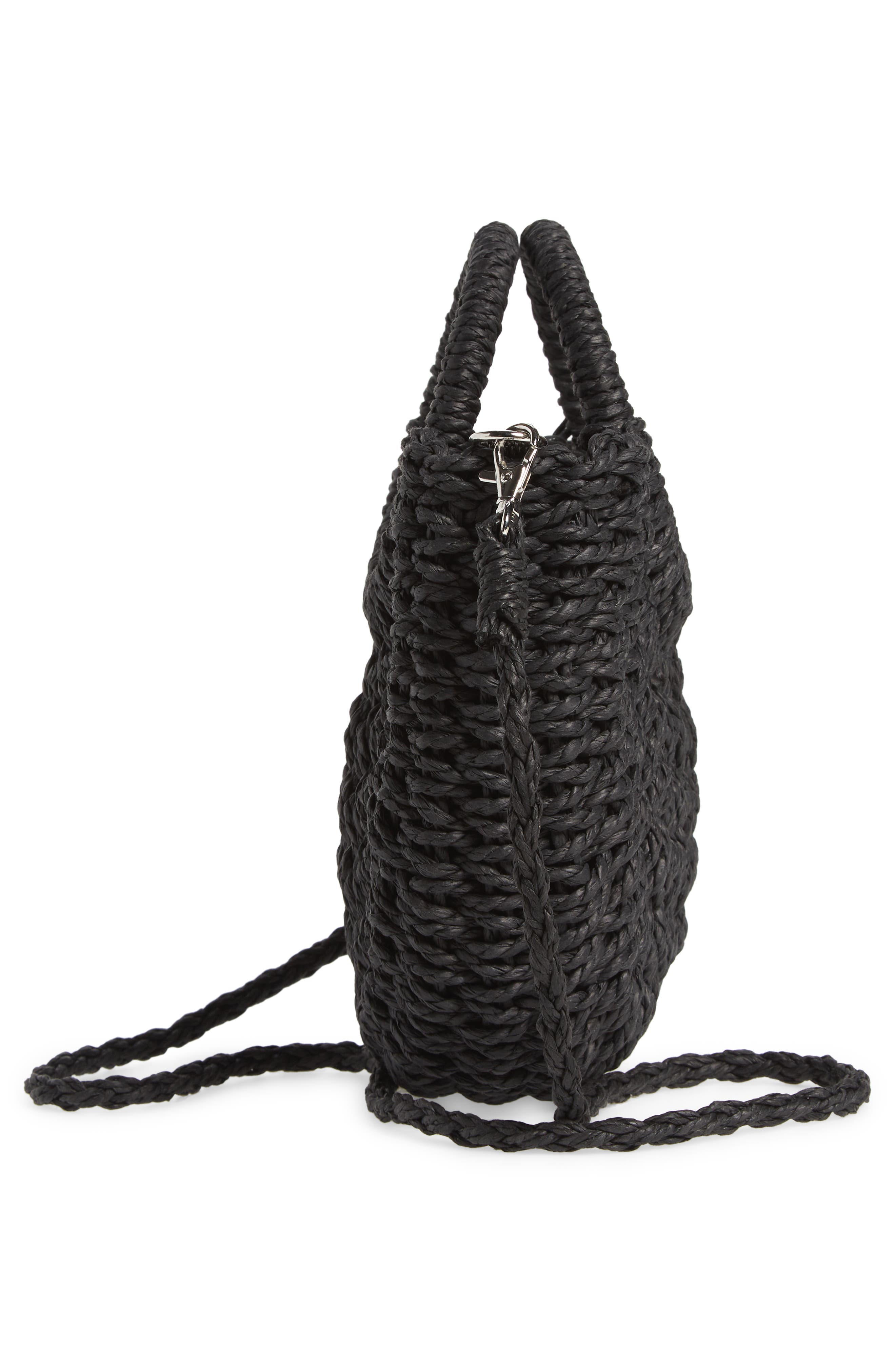 Mali + Lili Straw Half Moon Crossbody Bag, Alternate, color, 