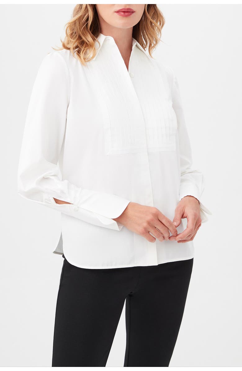Trina Turk Delancey Tuxedo Button Up Top, Alternate, color, White