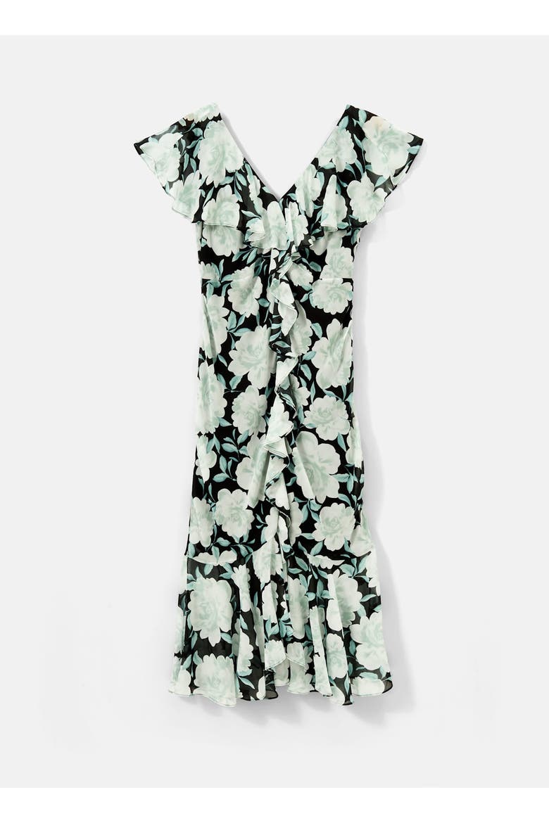 Floral Print Ruffle Maxi Dress, Alternate, color, Green