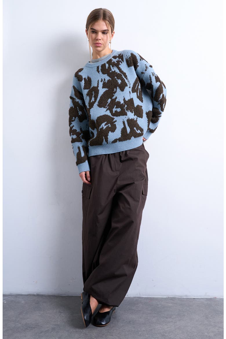 Loop Textured Pattern Sweater, Alternate, color, MEDIUM BLUE