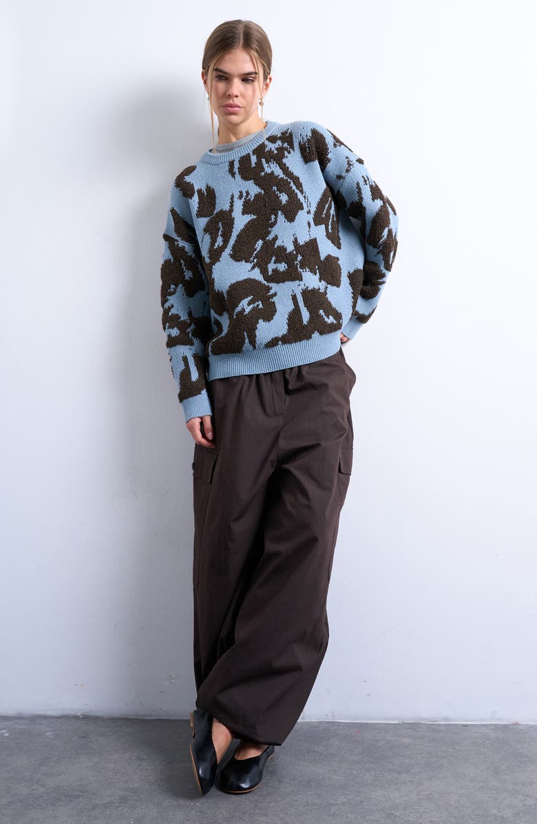 Topshop Loop Textured Pattern Sweater, Alternate, color, Medium Blue