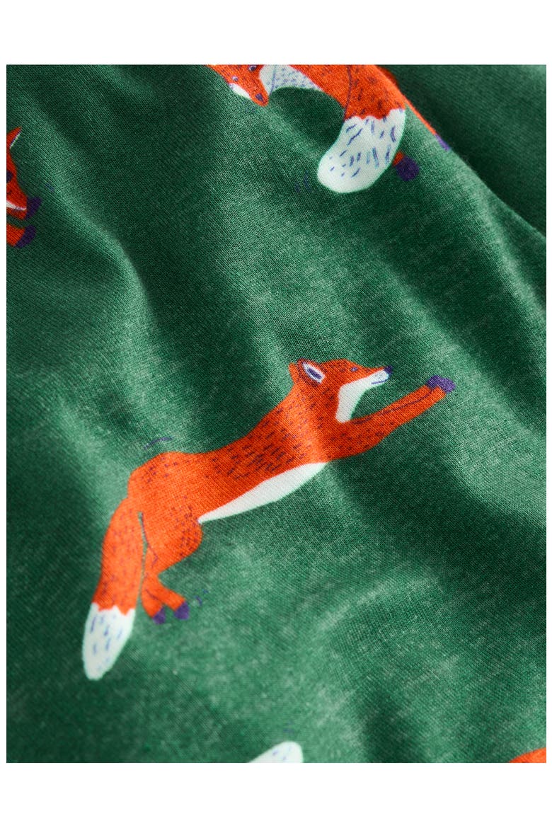 Kids' Print Fitted Two-Piece Cotton Pajamas, Alternate, color, GREEN FOXES