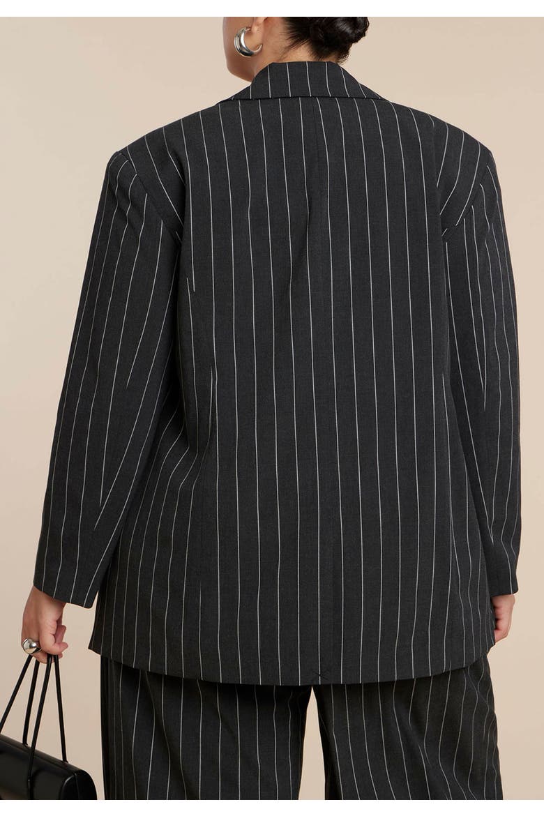 Oversized Pinstripe Blazer, Alternate, color, GREY AND WHITE
