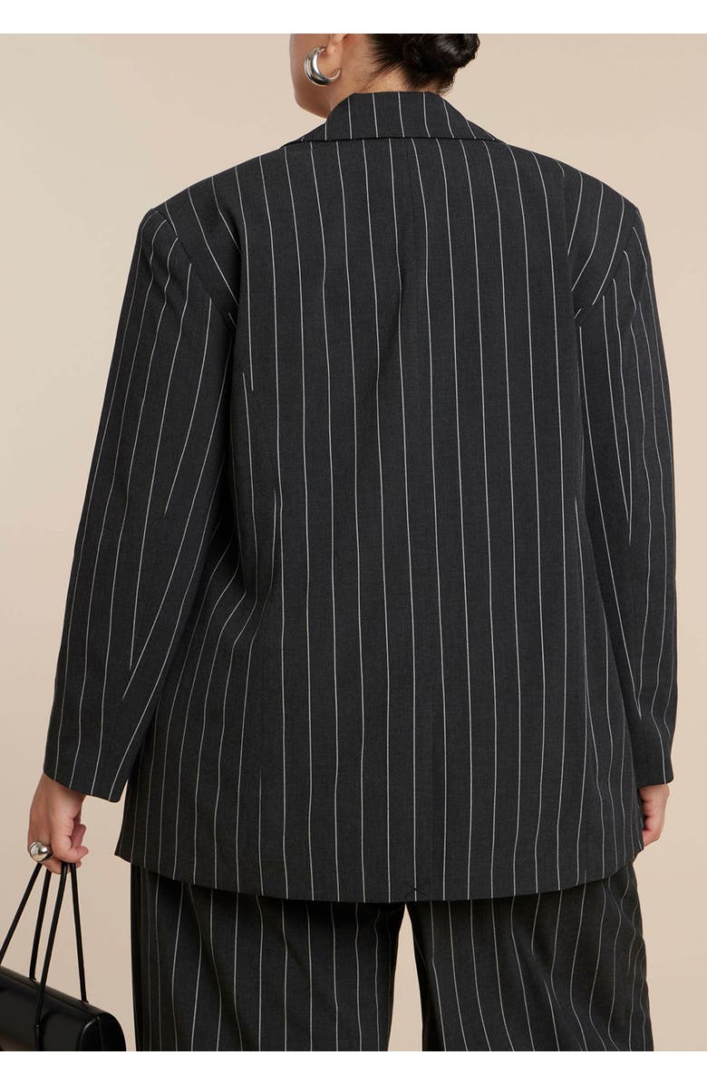 ELOQUII Oversized Pinstripe Blazer, Alternate, color, Grey And White Pinstripe