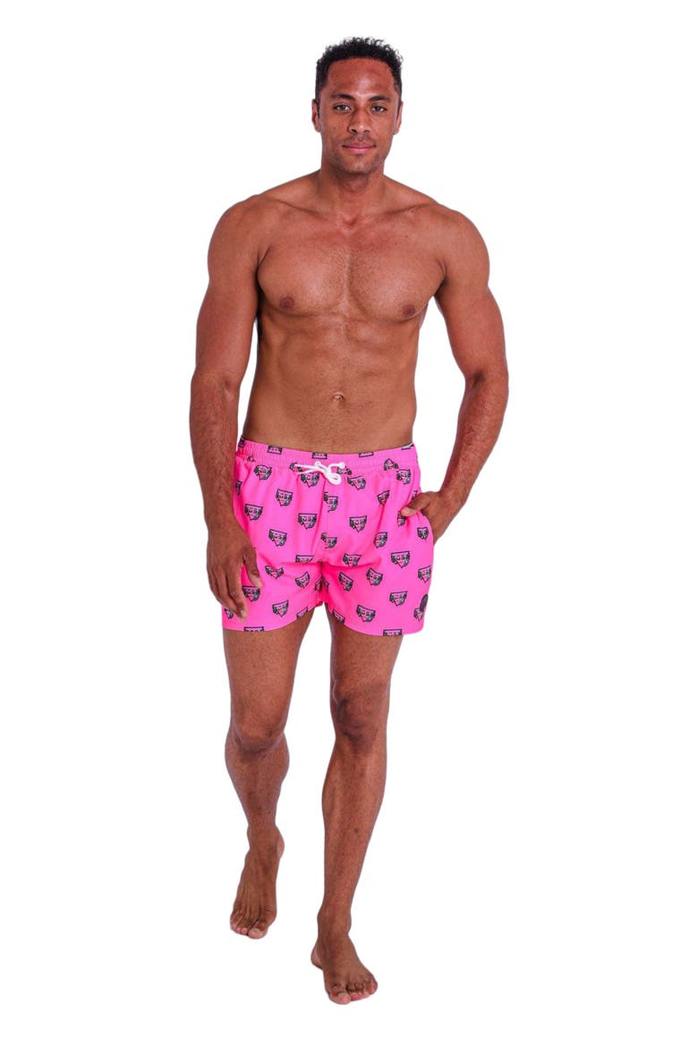Baewatch Neon Pink Men's Swim Shorts, Main, color, Neon Pink
