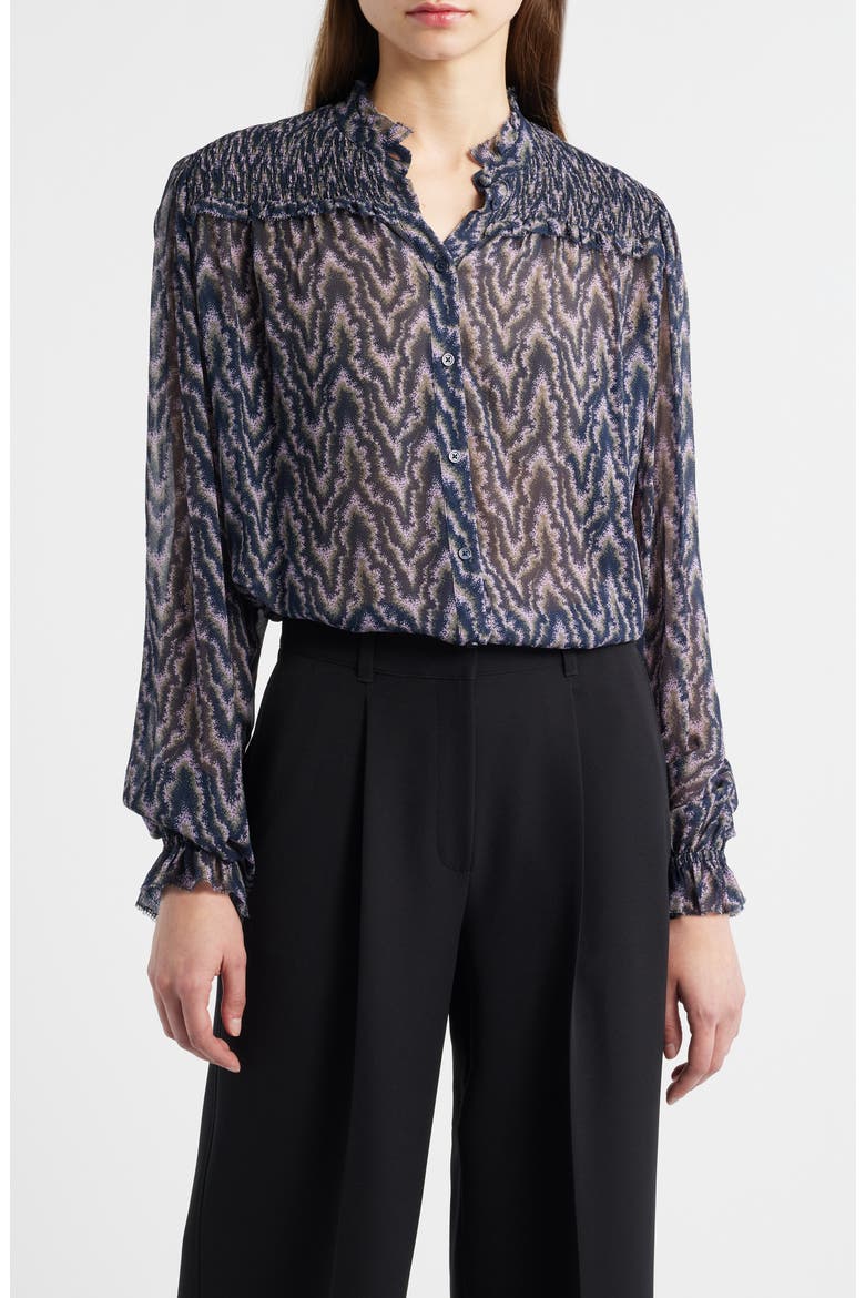 Benvylla Chevron Print Button-Up Shirt, Main, color, OPEN MISC