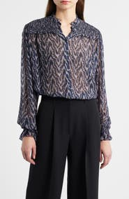 BOSS Benvylla Chevron Print Button-Up Shirt