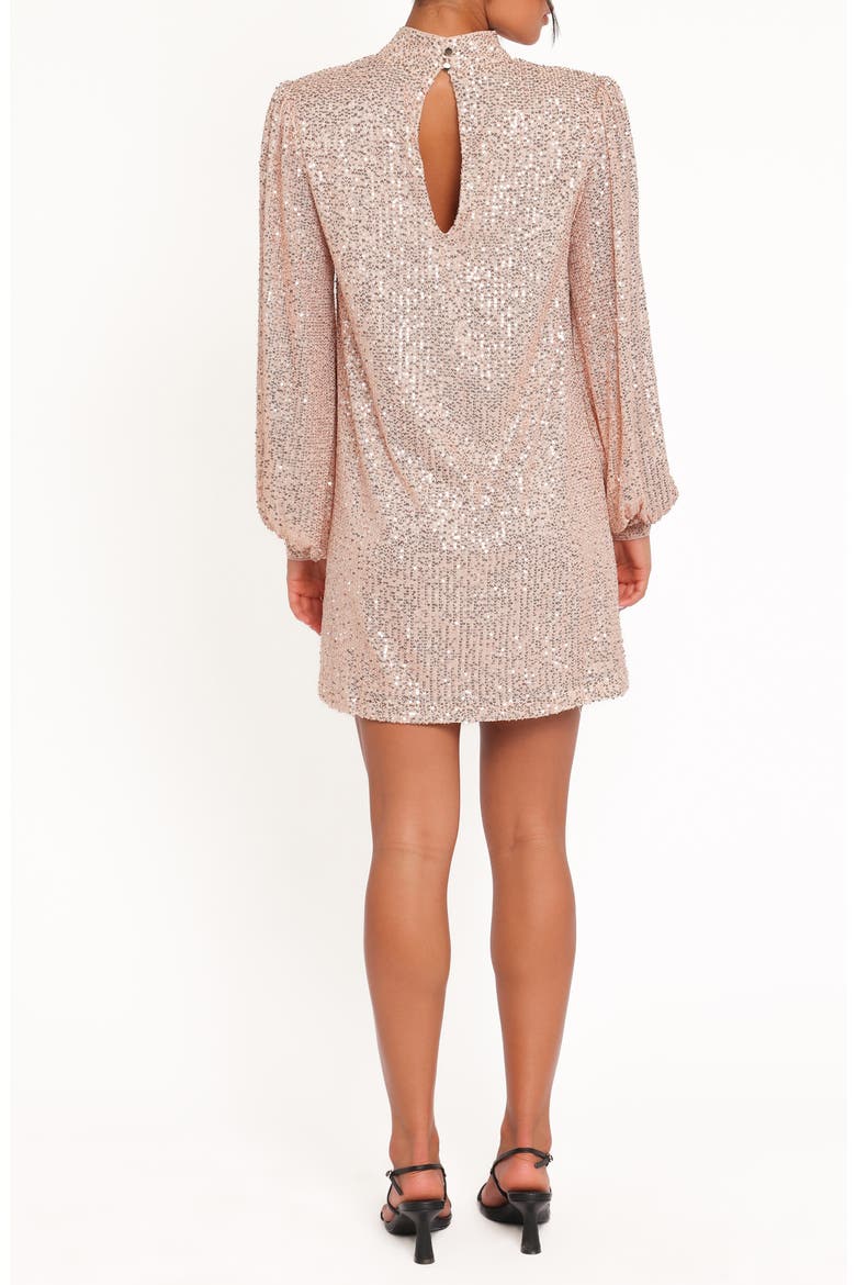 Springfield Long Sleeve Sequin Minidress, Alternate, color, GOLD