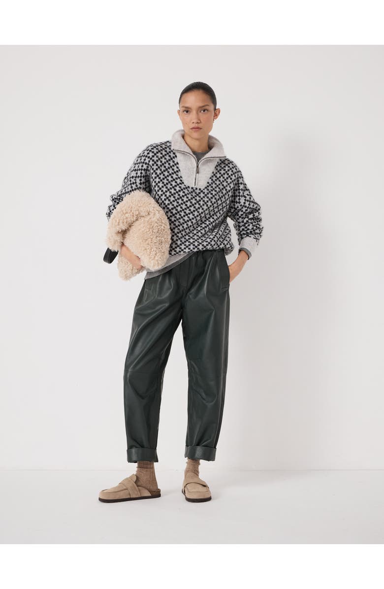 Hush Juno Quarter Zip Mono Jacquard Jumper, Alternate, color, Light Grey Marl