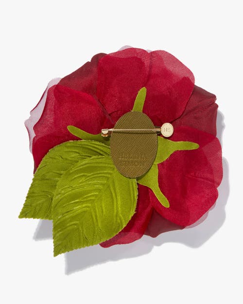 Helena Simon The Large Red Rose Floral Brooch In Red