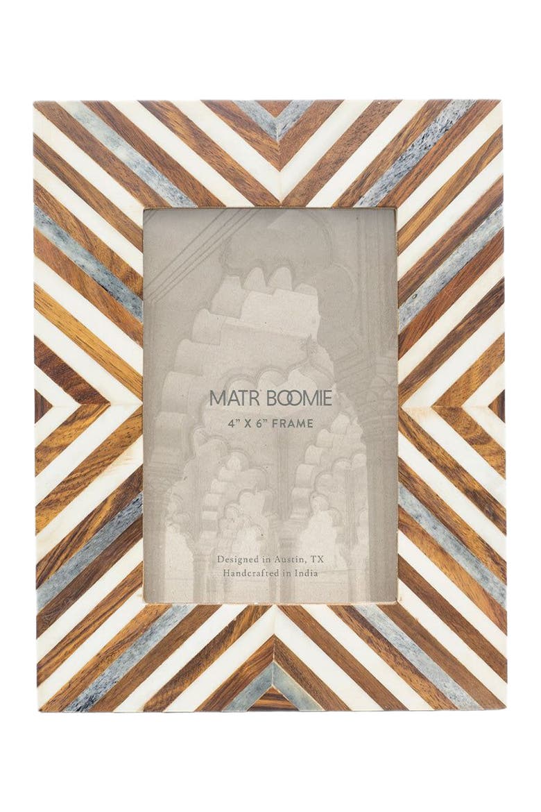 Banka Mundi Brown & White Picture Frame - Carved Bone, Wood, Alternate, color, Brown/White