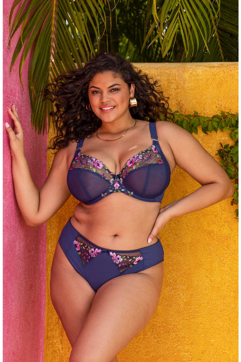Himari Full Figure Underwire Plunge Bra, Alternate, color, MIDNIGHT