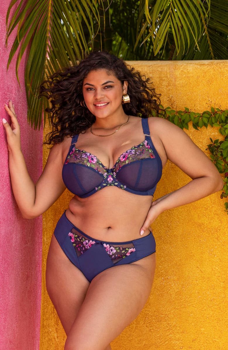 Elomi Himari Full Figure Underwire Plunge Bra, Alternate, color, Midnight