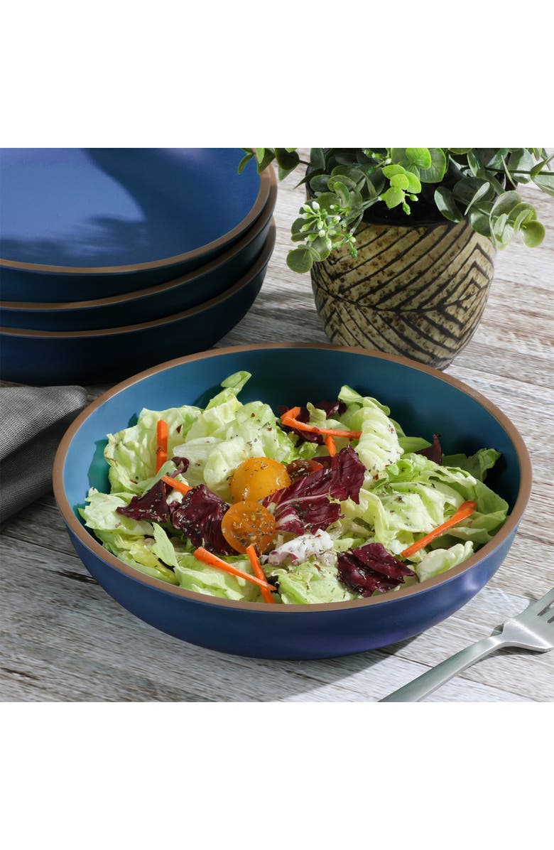 Gibson Home Rockabye 4 Piece 8.5 Inch Melamine Dinner Bowl Set, Alternate, color, Blue