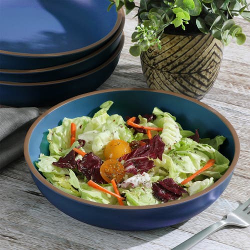 Gibson Home Rockabye 4 Piece 8.5 Inch Melamine Dinner Bowl Set In Blue