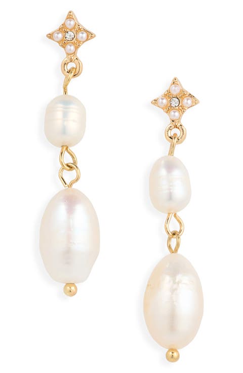 Star Freshwater Pearl Linear Drop Earrings