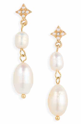 Star Freshwater Pearl Linear Drop Earrings