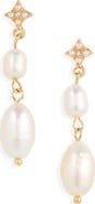 Cara Star Freshwater Pearl Linear Drop Earrings