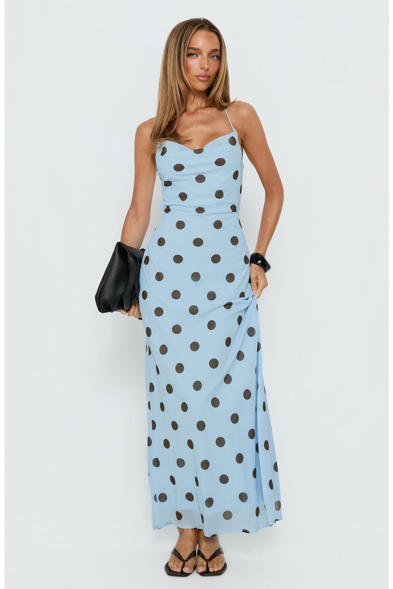 Celena Polka Dotted Maxi Dress, Alternate, color, BLUE POLKA DOT