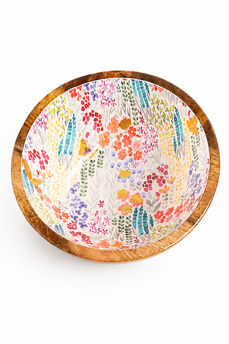 Large Floral Gold Foil Bowl, Medium, Alternate, color, Multi and Brown