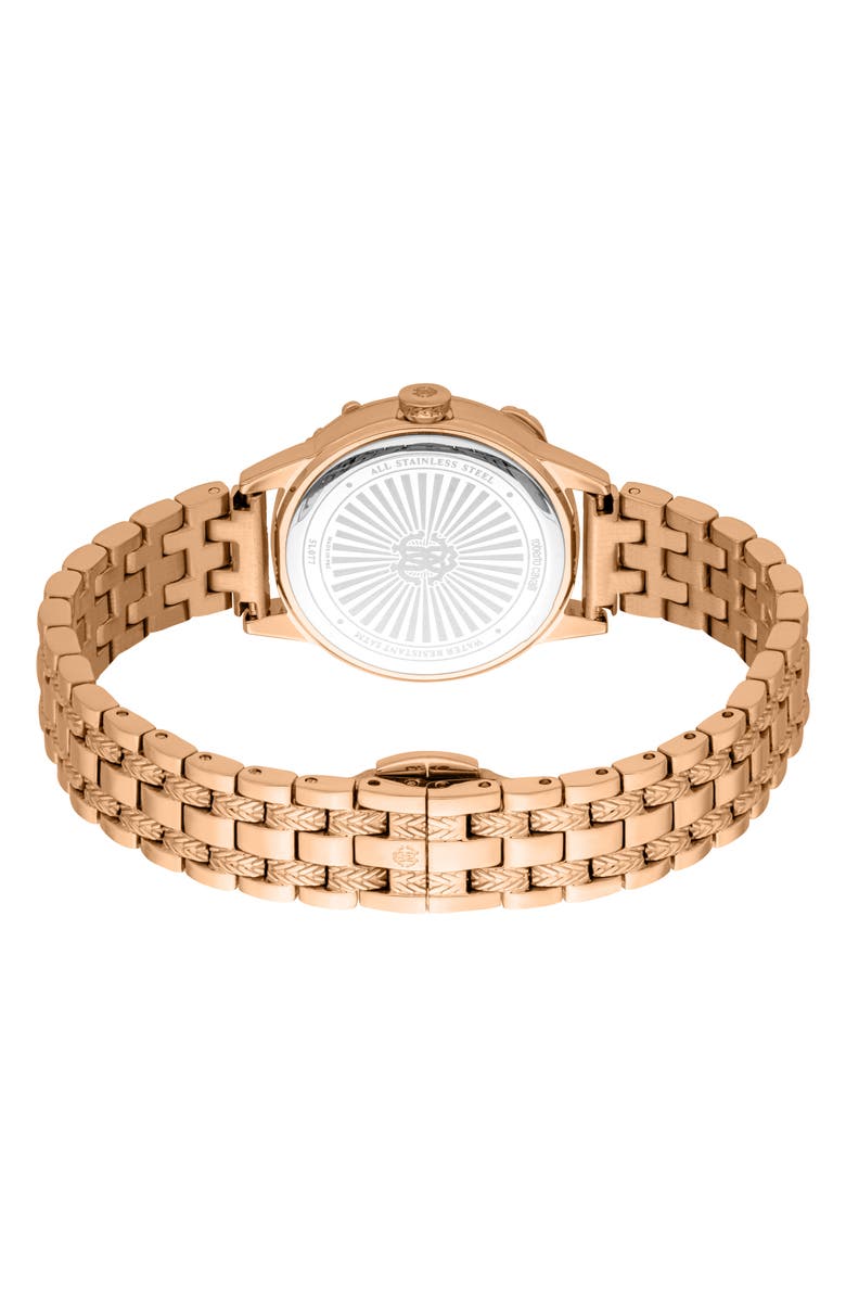 Roberto Cavalli Textured Crystal Bracelet Watch, 30mm, Alternate, color, Rose Gold