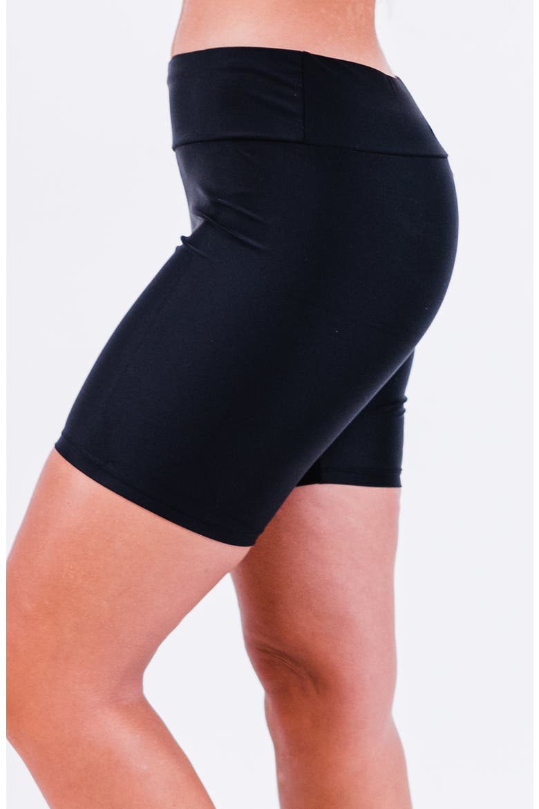 Mid-Thigh Swim Shorts, Alternate, color, Black