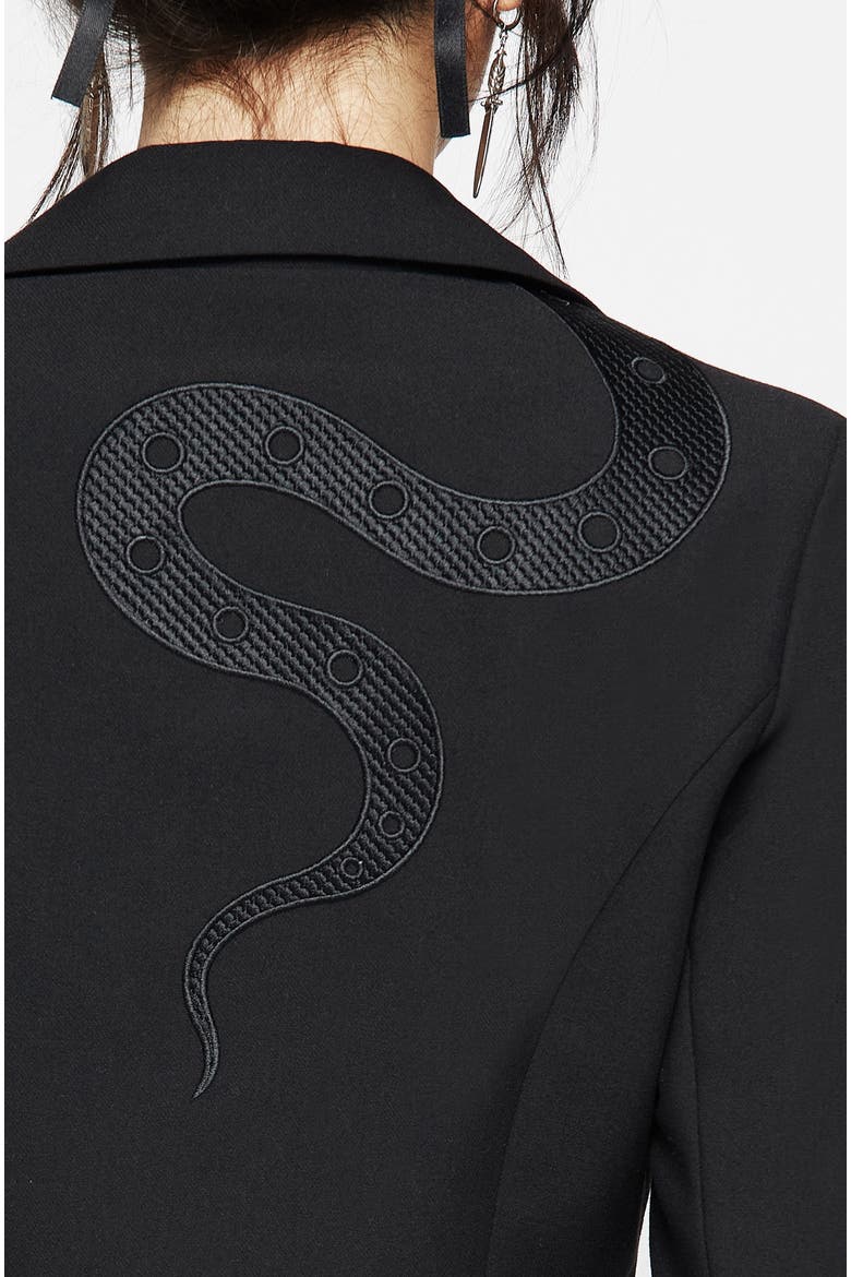 Slither Embroidered Blazer Dress, Alternate, color, Black