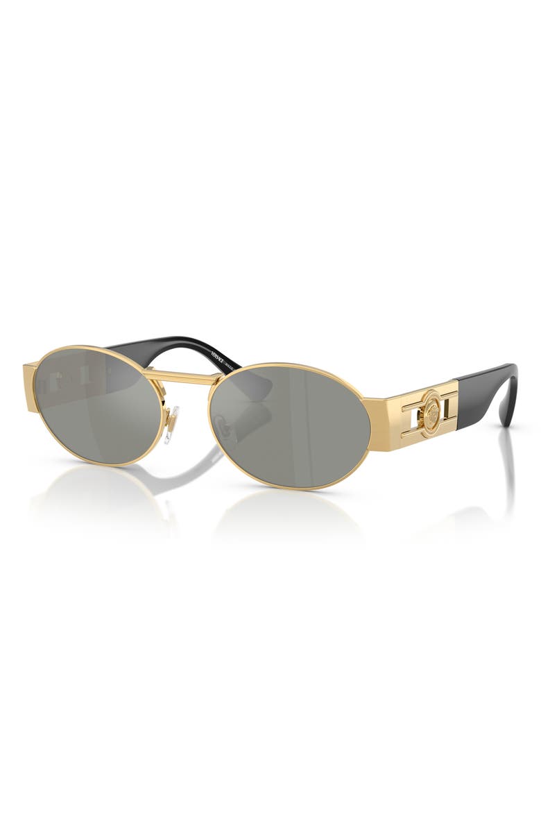 Versace 56mm Oval Sunglasses, Alternate, color, Gold / Green Mirror Silver