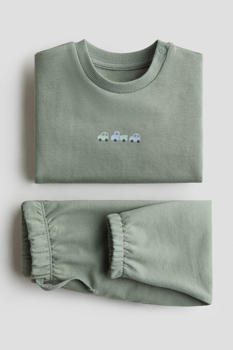 2-piece Sweatshirt Set, Alternate, color, Dusty green/cars