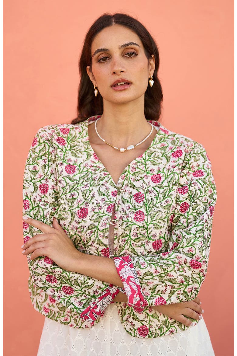Reversible Floral Quilted Jacket, Alternate, color, White/Pink