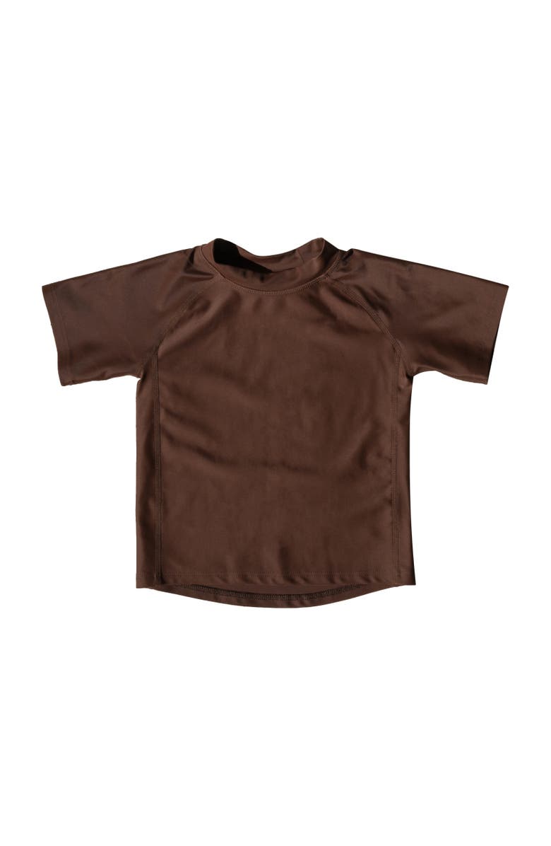 Leveret Kids Short Sleeve Rash Guard, UPF 50+ Swim Shirt, Alternate, color, Brown